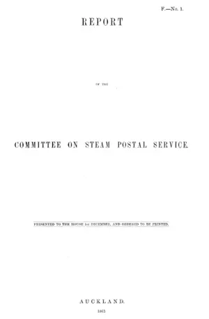 REPORT OF THE COMMITTEE ON STEAM POSTAL SERVICE.