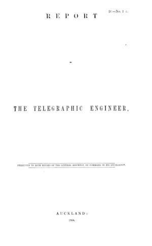 REPORT OF THE TELEGRAPHIC ENGINEER.
