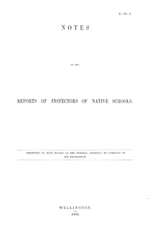 NOTES ON THE REPORTS OF INSPECTORS OF NATIVE SCHOOLS.