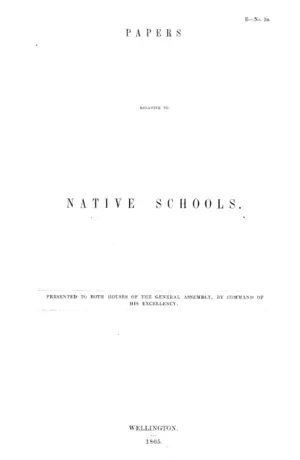 PAPERS RELATIVE TO NATIVE SCHOOLS.