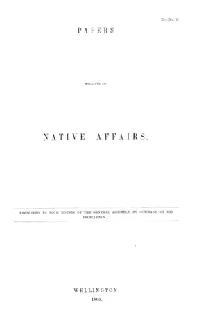 PAPERS RELATIVE TO NATIVE AFFAIRS.