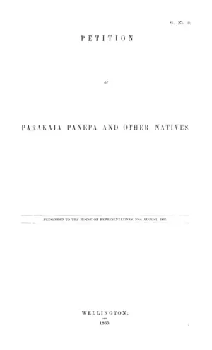 PETITION OF PARAKAIA PANEPA AND OTHER NATIVES.