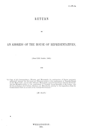 RETURN TO AN ADDRESS OF THE HOUSE OF REPRESENTATIVES,