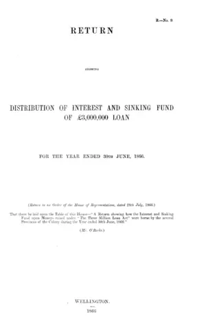 RETURN SHOWING DISTRIBUTION OF INTEREST AND SINKING FUND OF £3,000,000 LOAN FOR THE YEAR ENDED 30TH JUNE, 1866.