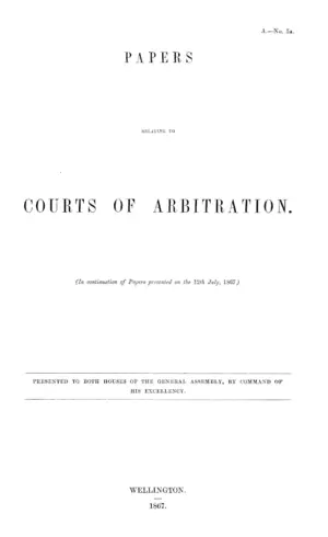 PAPERS RELATING TO COURTS OF ARBITRATION.