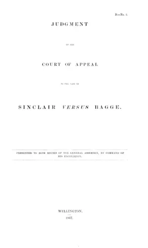 JUDGMENT OF THE COURT OF APPEAL IN THE CASE OF SINCLAIR VERSUS BAGGE.