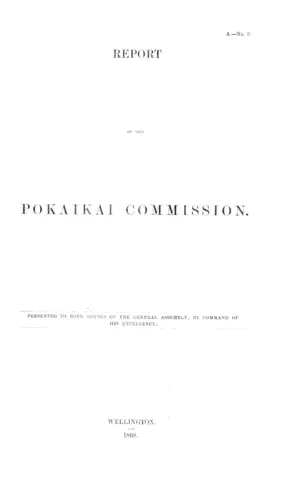 REPORT OF THE POKAIKAI COMMISSION.