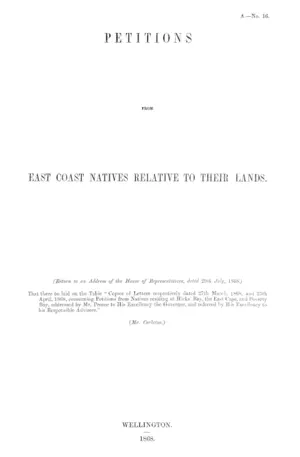 PETITIONS FROM EAST COAST NATIVES RELATIVE TO THEIR LANDS.