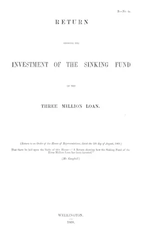 RETURN SHOWING THE INVESTMENT OF THE SINKING FUND OF THE THREE MILLION LOAN.