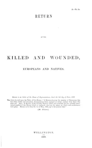 RETURN OF THE KILLED AND WOUNDED, EUROPEANS AND NATIVES.