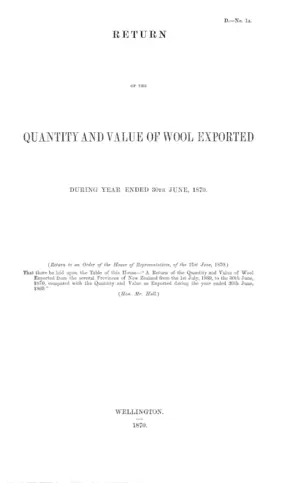 RETURN OF THE QUANTITY AND VALUE OF WOOL EXPORTED DURING YEAR ENDED 30TH JUNE, 1870.
