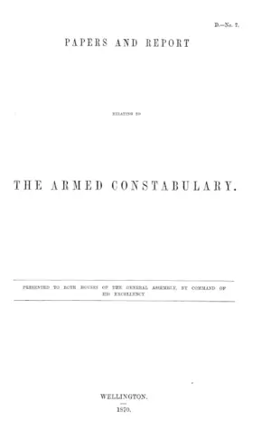 PAPERS AND REPORT RELATING TO THE ARMED CONSTABULARY.