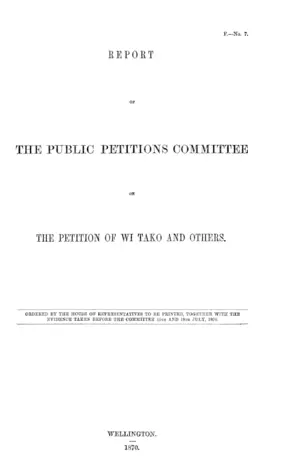 REPORT OF THE PUBLIC PETITIONS COMMITTEE ON THE PETITION OF WITAKO AND OTHERS.