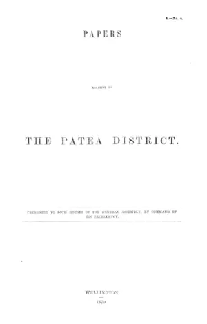PAPERS RELATIVE TO THE PATEA DISTRICT.