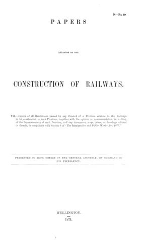 PAPERS RELIATING TO THE CONSTRUCTION OF RAILWAYS.