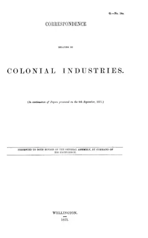 CORRESPONDENCE RELATING TO COLONIAL INDUSTRIES.
