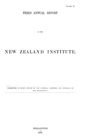 THIRD ANNUAL REPORT OF THE NEW ZEALAND INSTITUTE.