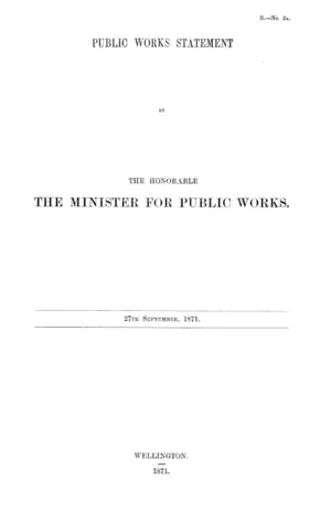 PUBLIC WORKS STATEMENT BY THE HONORABLE THE MINISTER FOR PUBLIC WORKS.