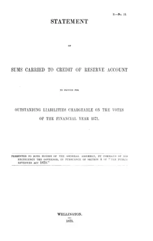 STATEMENT OF SUMS CARRIED TO CREDIT OF RESERVE ACCOUNT TO PROVIDE FOR OUTSTANDING LIABILITIES CHARGEABLE ON THE VOTES OF THE FINANCIAL YEAR 1871.