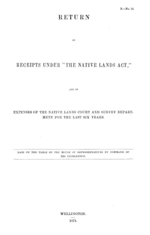 RETURN OF RECEIPTS UNDER "THE NATIVE LANDS ACT," AND OF EXPENSES OF THE NATIVE LANDS COURT AND SURVEY DEPARTMENT FOR THE LAST SIX YEARS.