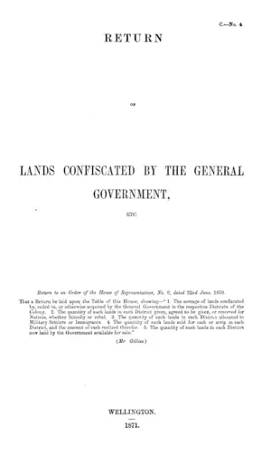 RETURN OF LANDS CONFISCATED BY THE GENERAL GOVERNMENT, ETC.
