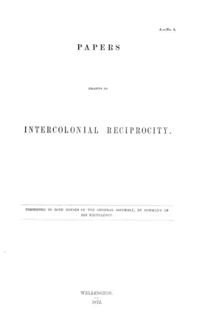 PAPERS RELATIVE TO INTERCOLONIAL RECIPROCITY.