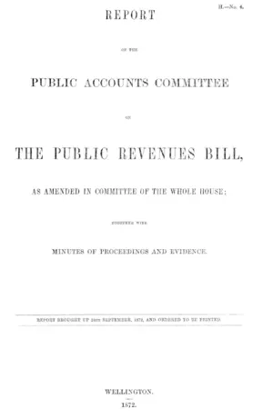 REPORT OF THE PUBLIC ACCOUNTS COMMITTEE ON THE PUBLIC REVENUES BILL, AS AMENDED IN COMMITTEE OF THE WHOLE HOUSE; TOGETHER WITH MINUTES OF PROCEEDINGS AND EVIDENCE.
