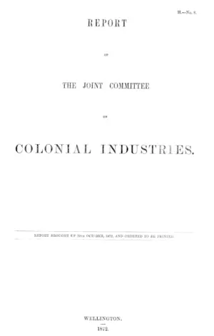 REPORT OF THE JOINT COMMITTEE ON COLONIAL INDUSTRIES.