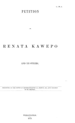 PETITION OF RENATA KAWEPO AND 553 OTHERS.