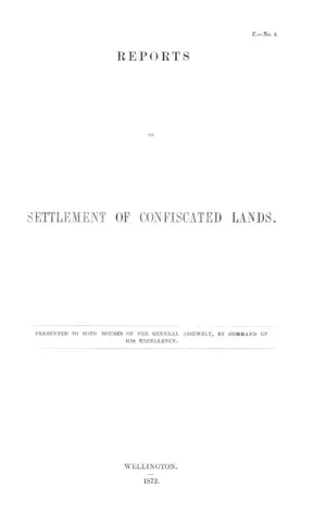 REPORTS ON SETTLEMENT OF CONFISCATED LANDS.