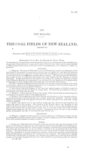 THE COAL FIELDS OF NEW ZEALAND, (REPORTS ON).