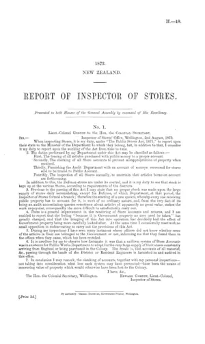 REPORT OF INSPECTOR OF STORES.