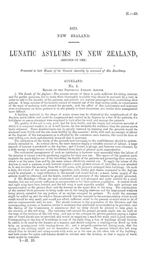 LUNATIC ASYLUMS IN NEW ZEALAND, (REPORTS ON THE).