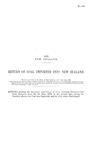 RETURN OF COAL IMPORTED INTO NEW ZEALAND.