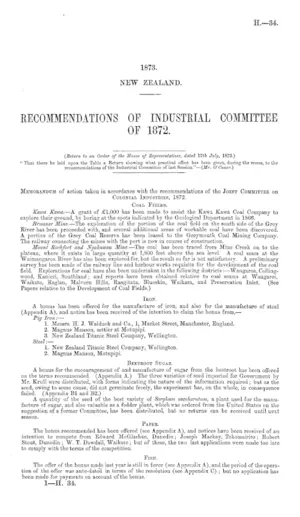 RECOMMENDATIONS OF INDUSTRIAL COMMITTEE OF 1872.