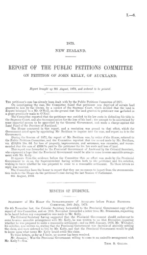 REPORT OF THE PUBLIC PETITIONS COMMITTEE ON PETITION OF JOHN KELLY, OF AUCKLAND.