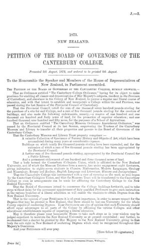 PETITION OF THE BOARD OF GOVERNORS OF THE CANTERBURY COLLEGE.