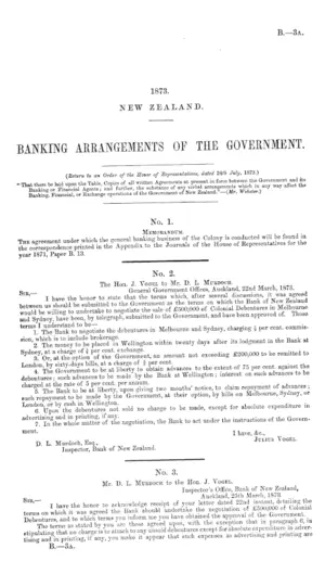 BANKING ARRANGEMENTS OF THE GOVERNMENT.