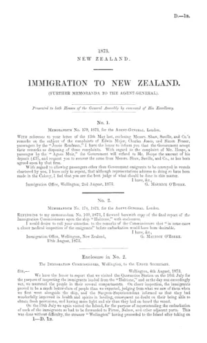 IMMIGRATION TO NEW ZEALAND. (FURTHER MEMORANDA TO THE AGENT-GENERAL).