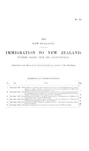 IMMIGRATION TO NEW ZEALAND. FURTHER PAPERS FROM THE AGENT-GENERAL.