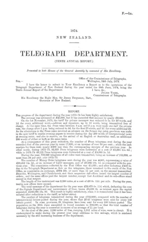 TELEGRAPH DEPARTMENT. (TENTH ANNUAL REPORT.)