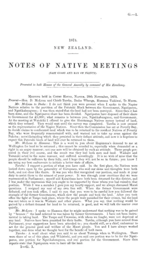 NOTES OF NATIVE MEETINGS (EAST COAST AND BAY OF PLENTY).
