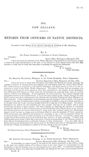 REPORTS FROM OFFICERS IN NATIVE DISTRICTS.