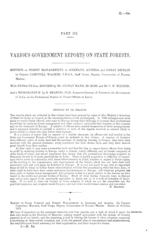VARIOUS GOVERNMENT REPORTS ON STATE FORESTS.