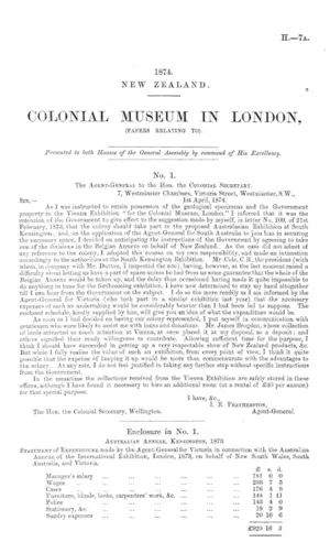 COLONIAL MUSEUM IN LONDON, (PAPERS RELATING TO).