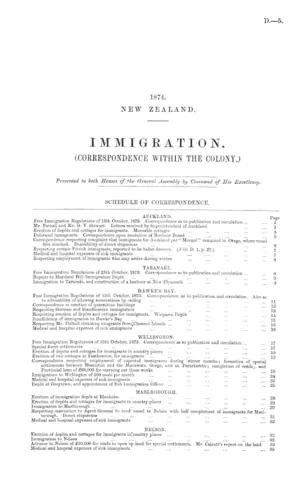 IMMIGRATION. (CORRESPONDENCE WITHIN THE COLONY.)