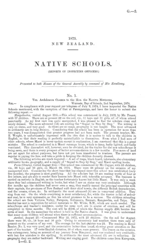 NATIVE SCHOOLS. (REPORTS OF INSPECTING OFFICERS.)