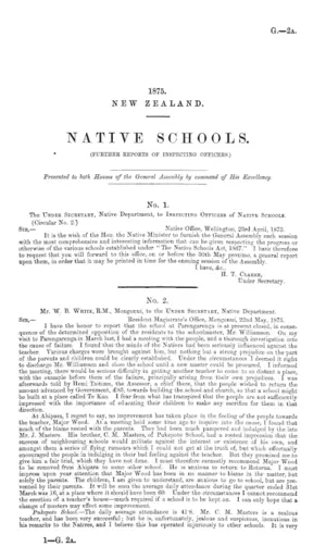NATIVE SCHOOLS. (FURTHER REPORTS OF INSPECTING OFFICERS.)