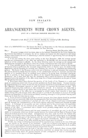 ARRANGEMENTS WITH CROWN AGENTS. (COPY OF A CIRCULAR DESPATCH RELATING TO.)