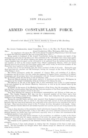 ARMED CONSTABULARY FORCE. (ANNUAL REPORT OF COMMISSIONER.)